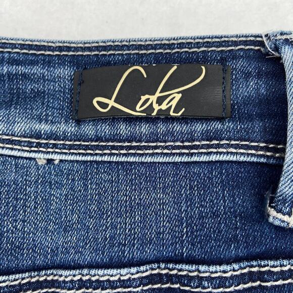 Lola Jeans Kate High Rise Ankle Jeans Size Leg Stripe Raw Hem 4 Way Stretch - Picture 10 of 16